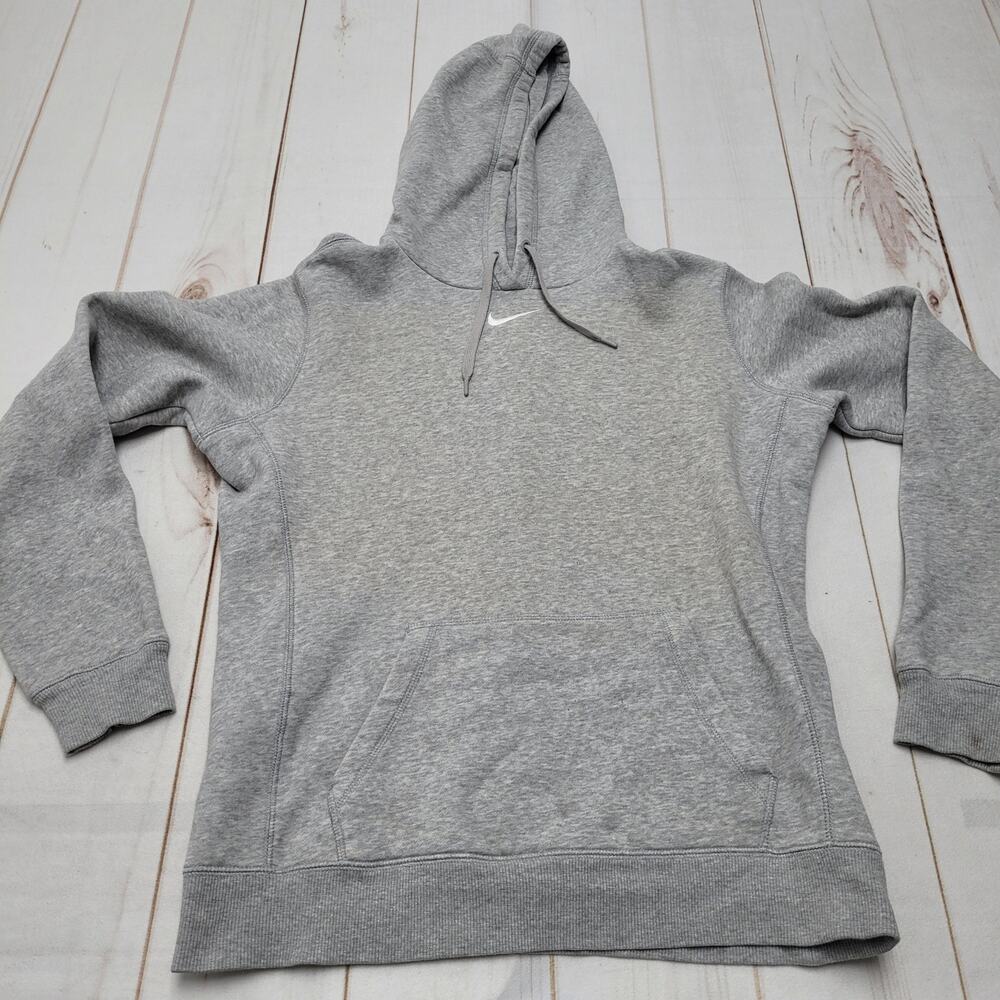Nike rare center swoosh middle logo gray fleece pullover hoodie